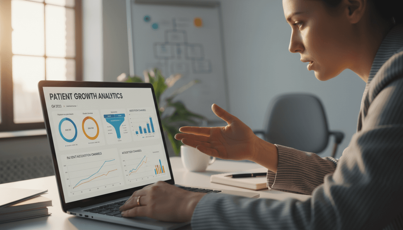 Healthcare provider reviewing patient acquisition strategy metrics